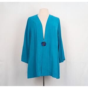 PalaPala Jacket Turquoise Blue Tencel Blend Artsy Misses Size M L